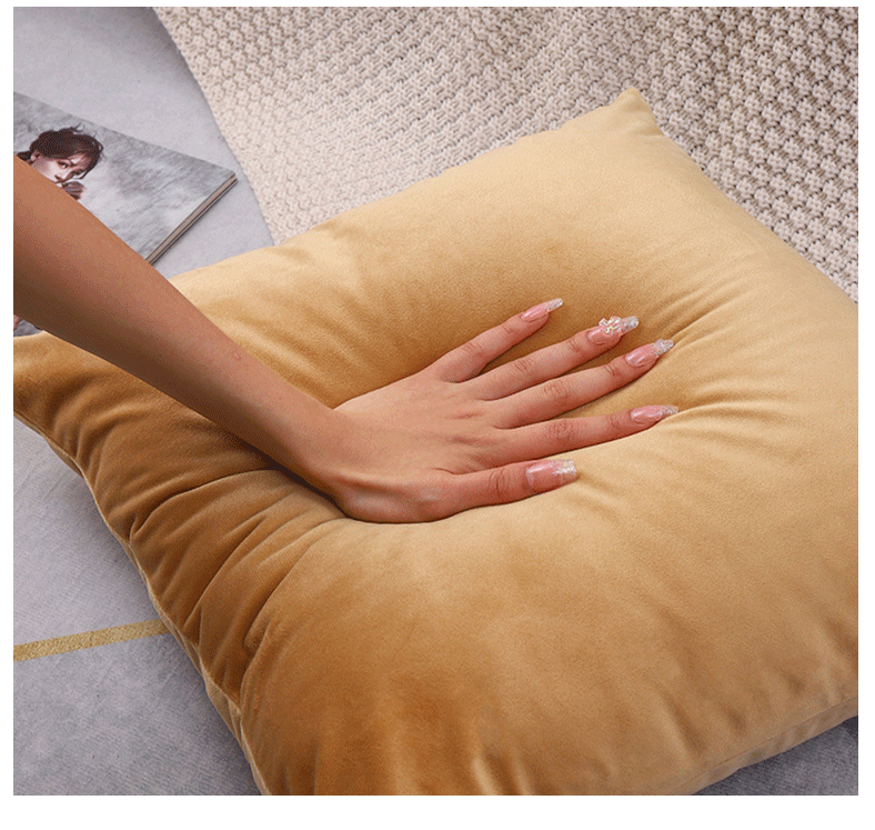 Minimalist Dark Green Velvet Square Pillow — Nordic Style Sofa Cushion