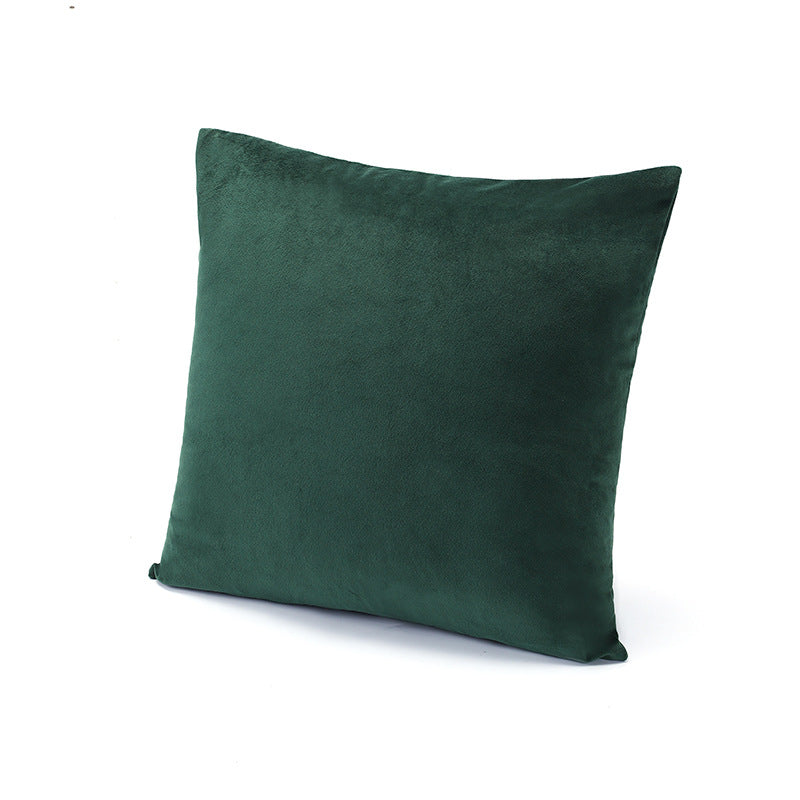 Minimalist Dark Green Velvet Square Pillow — Nordic Style Sofa Cushion